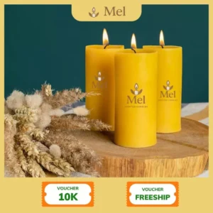 Bộ 3 Nến Trụ Sáp Ong